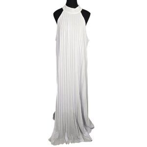 NWT | White Pleated Halter Maxi Dress | Inclusive Size 5XL | Micro-Pleats